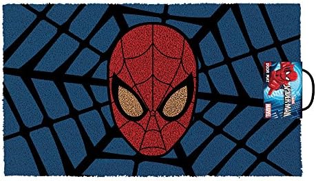 Pirâmide America - capacho de coco da web do Homem -Aranha - 29 x 17 tapete de entrada interna/externa com PVC não esquisita