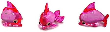 Vidro minúsculo golfinho gorduroso ฺ Pink miniatura de peixe marinho de vidro de vidro de vidro de vidro Feliz estátua