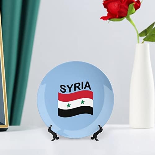 Bandeira da Síria Design Vintage Placa de decoração de China com stand placa decorativa em casa Wobble-Plate