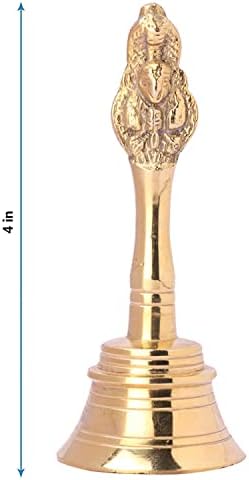 Artesanato da Índia Auspicioso Ghanti - Brass Puja Bell para Mandir, Aarti, Poojan Decorative Design Bell, Jingle Bell colorido para festivais de Natal/Hindu, Escritório/Home