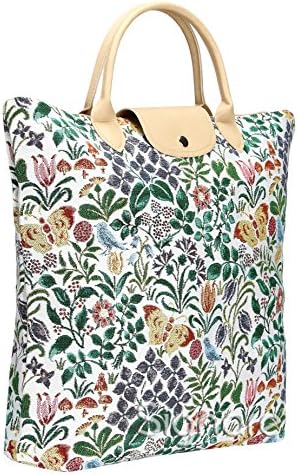Signare Tapestry Bag dobrável Bolsa de compras reutilizável Bolsa de supermercado com Charles Voysey Spring Flower Design