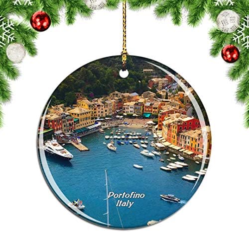Weekino Portofino Liguria Itália Christmas Tree Ornamento Decoração pendurada Decoração Pingente Cidade Coleção de lembranças de