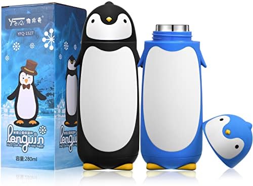 Garrafa de água de pinguim 2 pedaços 9,5 oz aço inoxidável pinguim garrafa de água de desenho animado Função Função de a vácuo de vácuo de viagem engraçado