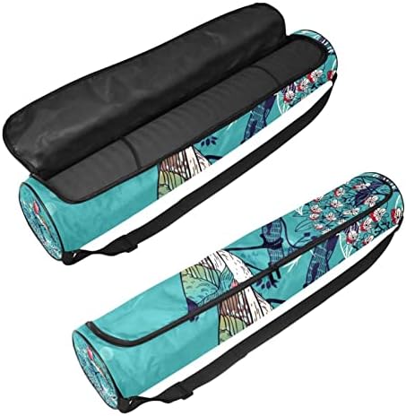 Bolsa de tapete de ioga ratgdn, pássaro e ervas selvagens Exercício de ioga transportadora de tapete de ioga full-zip saco de transporte com alça ajustável para homens