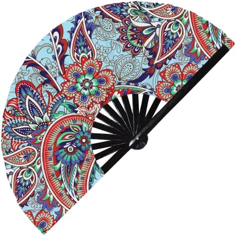Paisley Victorian Hand Fan UV Glow Fan dobrável Bamboo Fan vintage Floral Decorative Pattern 1800S Folhagem de folhagem