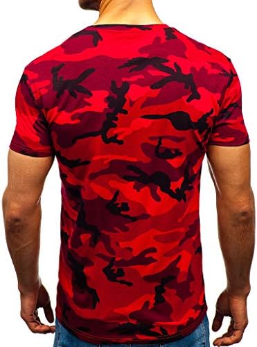 Camuflagem de camuflagem masculina t-shirt tops camisa de manga de lapela de moda casual