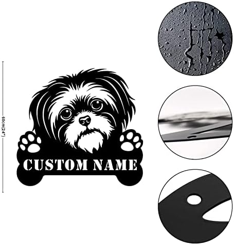 Alioyoit Metal Name Nome personalizado Pet Dog and Bone Personalizado Business sinal de negócios de aço angustiado Decoração de parede de metal recortada para a sala de jantar Backyard Cottage Dock Decorações de 24 polegadas de 24 polegadas