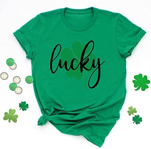 T-shirt do dia de Saint Patricks para mulheres Shamrock fofo o pescoço grande partido de moletom irlandês