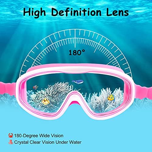 Cooloo Kids Swim Goggles para os 3-15 anos, 2 Óculos de Pacote para Nadar com Tampa do nariz, sem vazamento, anti-capa, à prova d'água