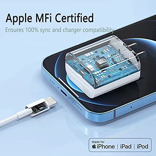 iPhone 14 13 12 Carregador super rápido [Certificado da Apple MFI] Carregador de velocidade do iPhone 20W PD Power Block