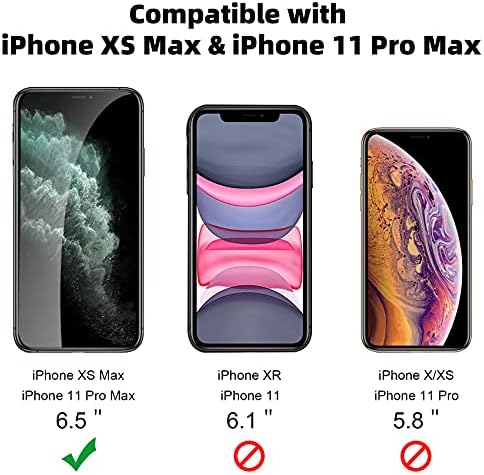 Protetor de tela de privacidade XYYYZYZ para iPhone XS Max e 11 Pro máximo de 6,5 polegadas cobertura completa anti-espião de vidro temperado com moldura de instalação 9h Duridade Scratch Proof 【2 pacote】-preto