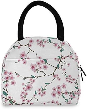 Alaza chinesa sakura lancheira branca bolsa de sacola isolada bolsas mais refrigeradas contêiner reutilizável contêiner portátil para mulheres crianças homens meninos meninos
