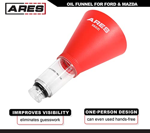 ARES 56021 - Funil de petróleo para Ford e Mazda - enchimento de óleo sem derramamento - Design de uma pessoa fácil de usar - se encaixa em múltiplas aplicações