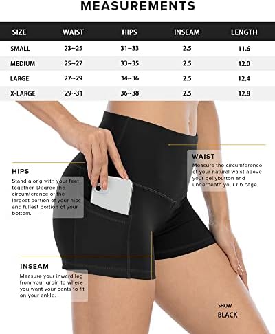Chreisure 4 pacotes shorts de ioga de spandex com bolsos para mulheres, shorts de saídas de cintura alta