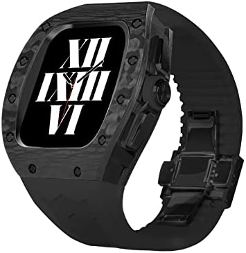Para a banda Apple Watch Band de 44 mm/45mm de fibra de fibra de carbono de luxo, estojo de homens robustos e série de pulseiras de