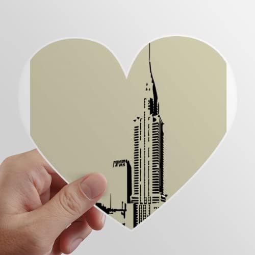 New York USA Building Art Deco Fashion Heart Vinyl Sticker Bicycle Bottle Decal