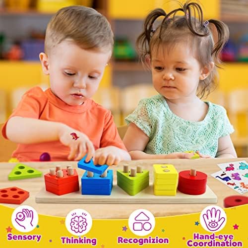 Pigipigi Montessori Toys Gift Criança - Blocos de madeira Tornando de triagem de brinquedos para 1 2 3 4 anos meninos meninas