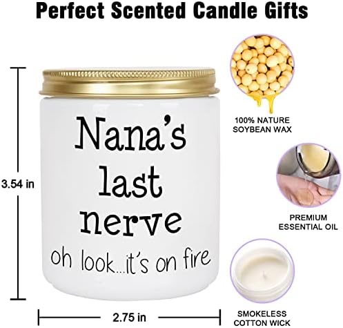 Presentes engraçados de vela de Nana de neta neta Presentes para Nana Aniversário 7oz Velas perfumadas de lavanda Feliz Natal Bday