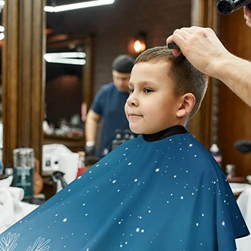 Blue Christmas Snowflakes Kids Hairdresser Cabinho Capinheiro Avental com Tampa de Corte de Cabelo Snap Ajuste
