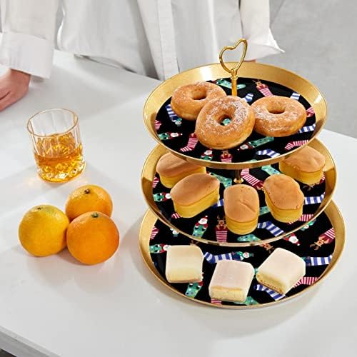 Lyetny 3 Sobessert Stand Stand Gold Cupcake Pastry Stand para festa de chá, casamento e aniversário, padrão de presente