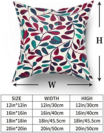 Capas de travesseiro de cerceta vermelha de 18x18 polegadas de 2 polegadas de 2 colorido de folha abstrata impressão de