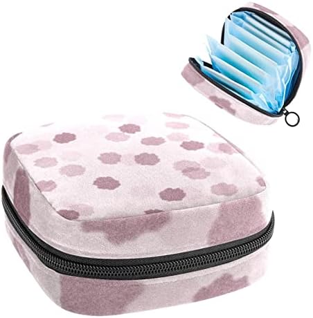 Bolsa de armazenamento de guardanapos sanitários de Oryuekan, bolsas de zíper menstrual reutilizável portátil, bolsa de armazenamento de tampões para mulheres meninas, arte moderna abstrata polka dot roxo retrô