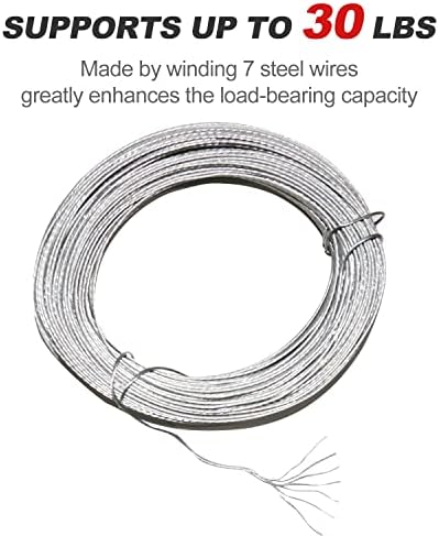 Kit de arame de imagem de nacorulu, cabides de imagem de anel D, parafusos, mangas de alumínio, fios suspensos de 100 pés