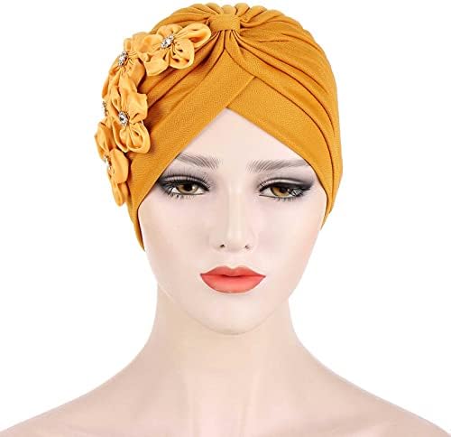 Caps Headwear para mulheres Beanies Casual Cinco Flores pequenas Little Capfe Capéu Capinho Capéu de Cabeça Muslim para Mulheres