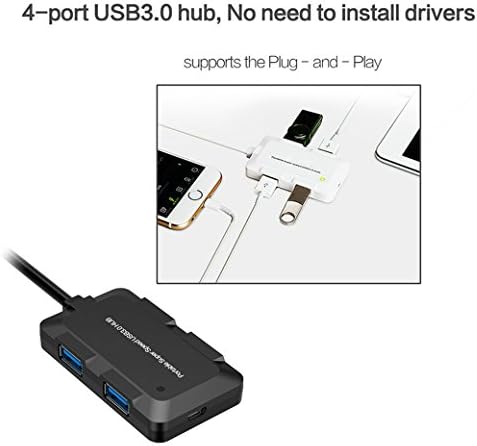 Helläd 4-Porta USB 3.0 Ultra Slim Data Hub para MacBook, Mac Pro / Mini, IMAC, Surface Pro, XPS, Notebook PC, unidades
