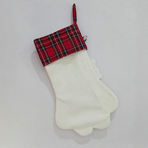 SHYPT 2 PCS Plaid Christmas Candy Socks2021 Meias de Natal grandes meias de flocos de neve de treliça com doces grandes