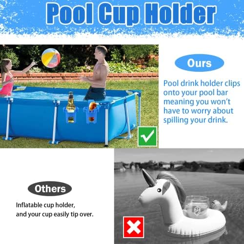 6pcs Poolside Cup Titulares para piscinas acima do solo, porta -copos para bebidas acima de acessórios da piscina no solo sem derramamentos