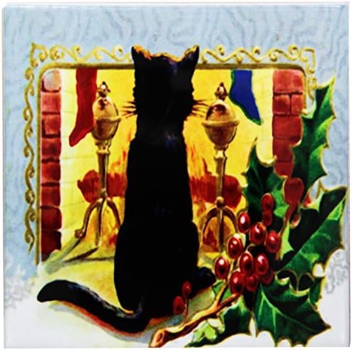3drose cst_9227_4 Feliz Natal Cat 1910 Cerâmico Coasters, conjunto de 8