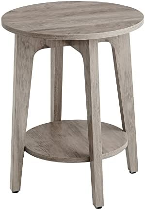 Vasagle Table redonda com prateleira inferior, mesa de cabeceira para pequenos espaços, estilo moderno da fazenda, 15,7