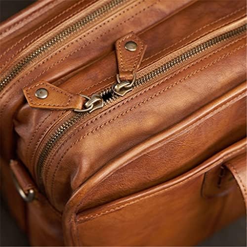 Pouca Zsedp Men Men Vintage Man Bolsa Bolsa de Viagem ombro ombro de couro genuíno laptop marrom