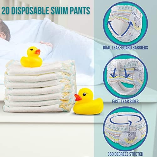 EveryDaze Essentials Splashers Swim Swim Size S, pacote de 20 contagens de 1-fralda infantil de 360 ​​graus de lacunas de lacunas