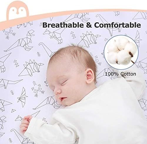 WLKQ 3 Pacote de berço ajustado conjunto de lençóis, folha de berço portátil, folhas de bebê algodão para colchões de berço
