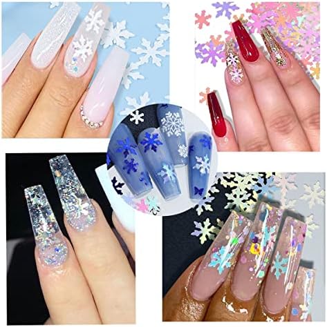 12 grades snowflake unhas lantejas de natal flocos de neve holográfico arte flocos de glitter confete de confetes de unhas de