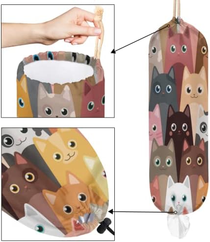 Porta de sacola de plástico de gato de animais, suporte para o padrão de compras de padrão de armazenamento de armazenamento de lixo de saco de lixo de sacos de lixo para a cozinha em casa