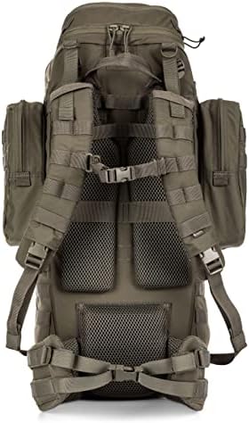 5.11 Militar Tactical Rush100 60L Backpack de implantação, hidratação e armazenamento Pronto, estilo 56555, Ranger Green,