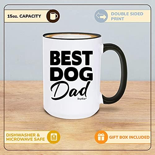Shop4eves Melhor cachorro Papai de café cerâmica caneca preta alça de chá xícara de chá 15 oz