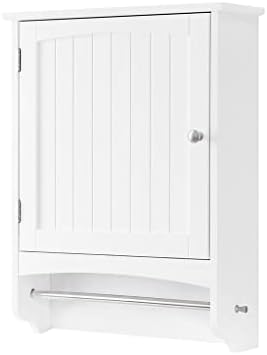 Armário de parede de banheiro zlxdp pendurado armário de armazenamento de banheiro com hastes e prateleiras ajustáveis ​​em branco de madeira branca