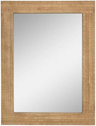 Retângulo Stonebriar Espelho de parede de madeira natural, médio, marrom