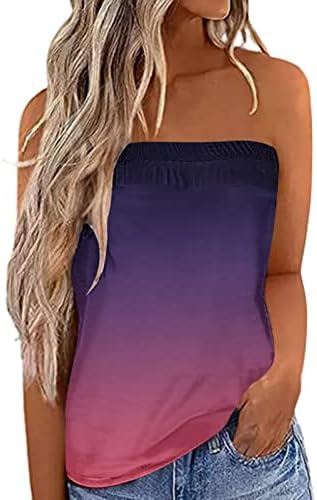 Camas de corante de férias Camas de corante feminino Gradiente Tanks Top sem alças Off Ombro Casual Fashion Fashion Sleeseless