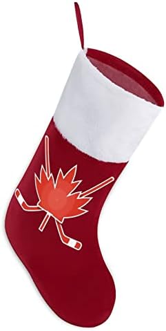 Canada Hockey Maple Maple Red Christmas meias Decorações de casa para lareira da árvore de Natal Meias penduradas