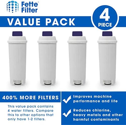 Filtro Fette - filtro de máquina de café para filtro de Delonghi DLSC002 com amaciante de carbono ativado, filtro de água compatível com De'longhi Ecam, Esam, Etam, BCO, EC.