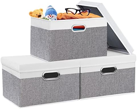 Yawinhe Caixa de armazenamento dobrável, 12.6x9.1x7.9in, caixas de cesta de armazenamento à prova d'água, com tampas e 2