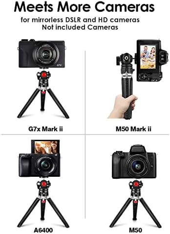Câmera Mini Tripé, Etour Lightweight VLOG Tripé Suporte, Tripé de Vlogging Handheld Ajustável] de DSLR compatível com Sony A6000 Canon M50 G7X Mark II/Telefone, suporte de tabela para criador de vlogger