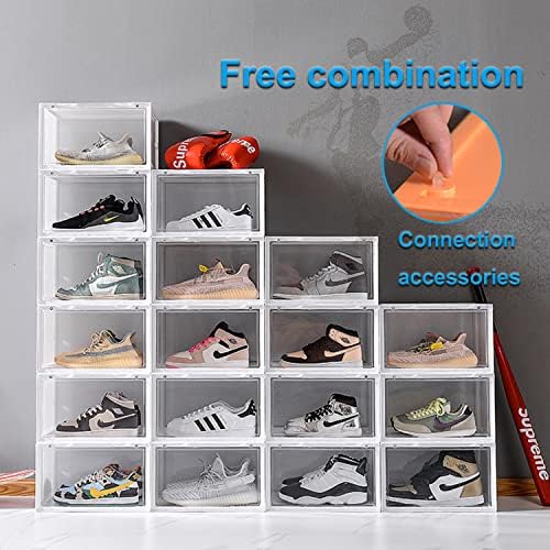 Caixas de armazenamento de sapatos augctoer, caixas de sapatos de plástico transparente, caixas de armazenamento