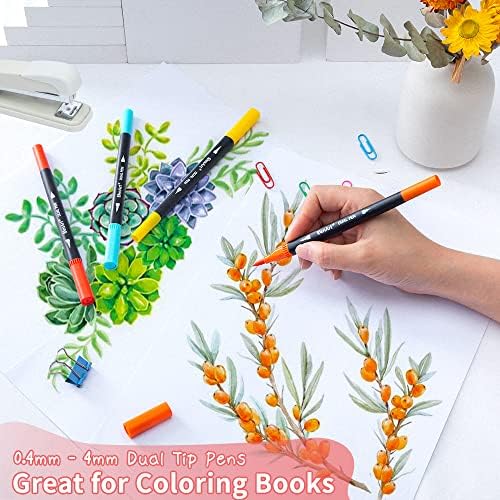 Marcadores duplos caneta pincel, caneta de caneta colorida marcador de arte e caneta mais marcante para colorir para colorir