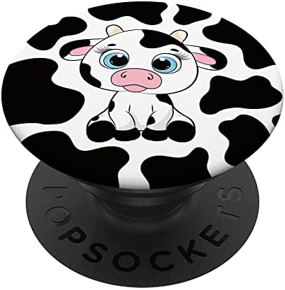 Fofo kawaii vaca impressão preta vaca branca vaca amante de vaca popsockets swappable popgrip